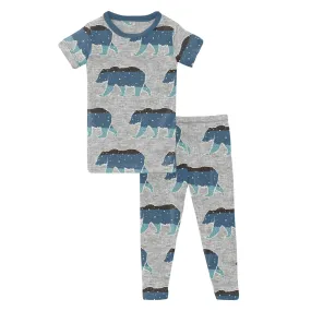 KicKee Pants Heather Mist Night Sky Bear S/S Pajama Set