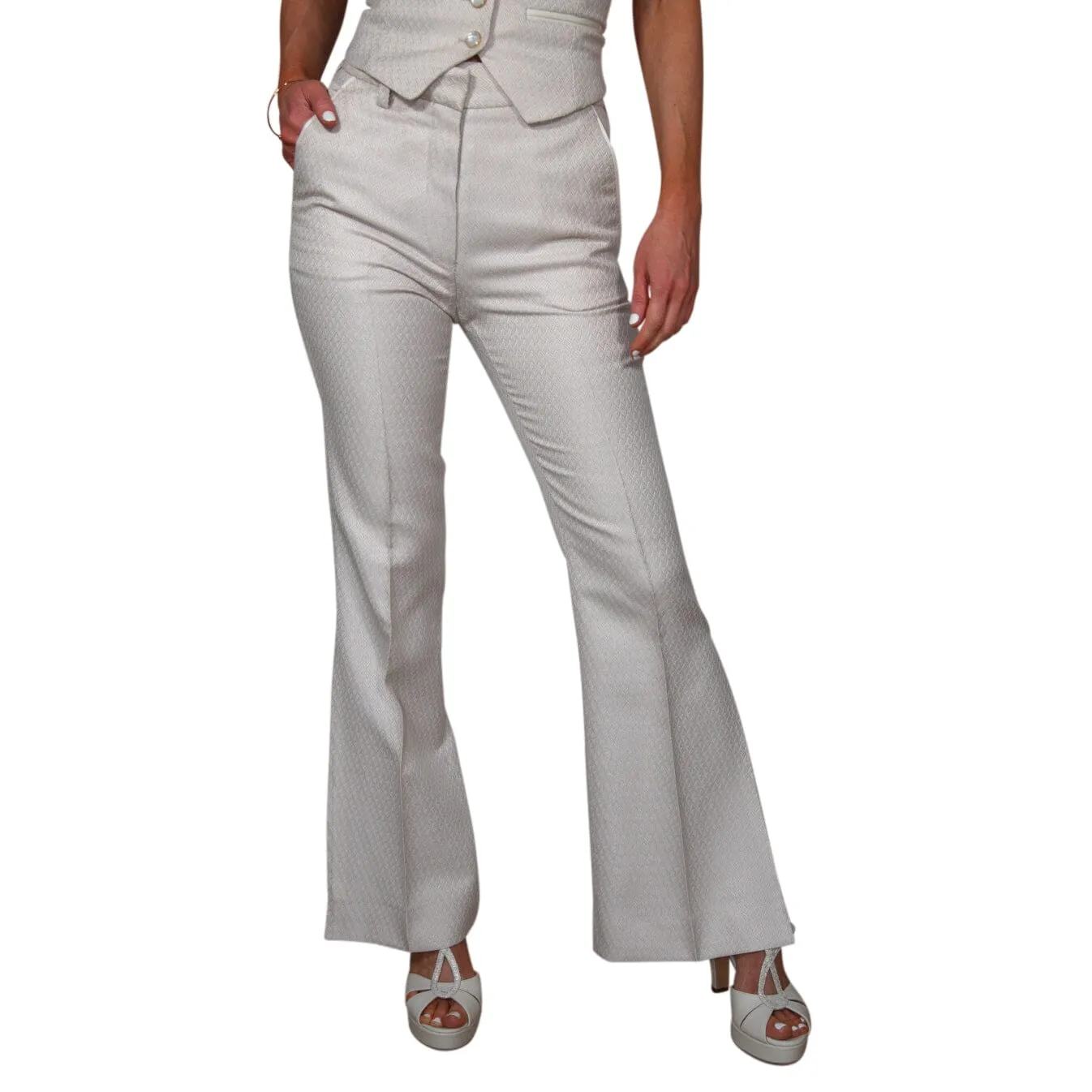 Latte Herringbone Retro Trousers