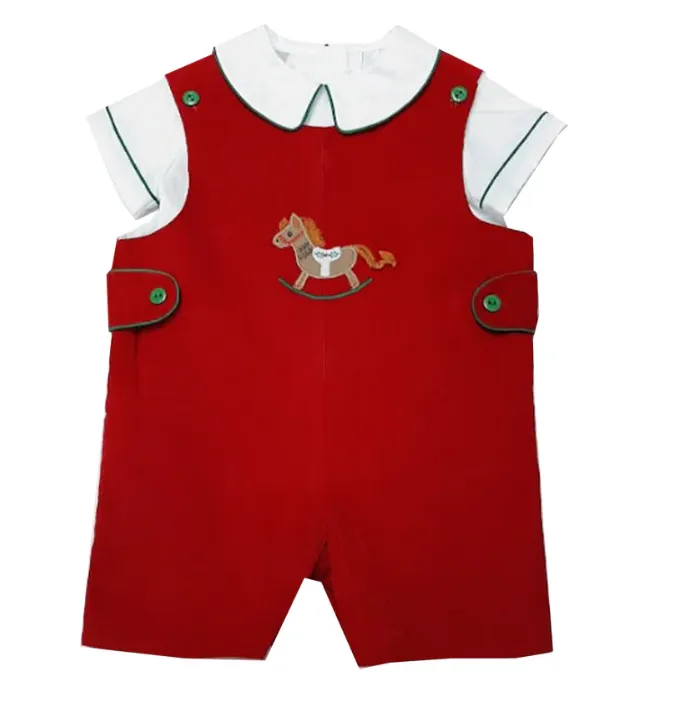 Little Threads Two Piece Rocking Horse Corduroy Shortall