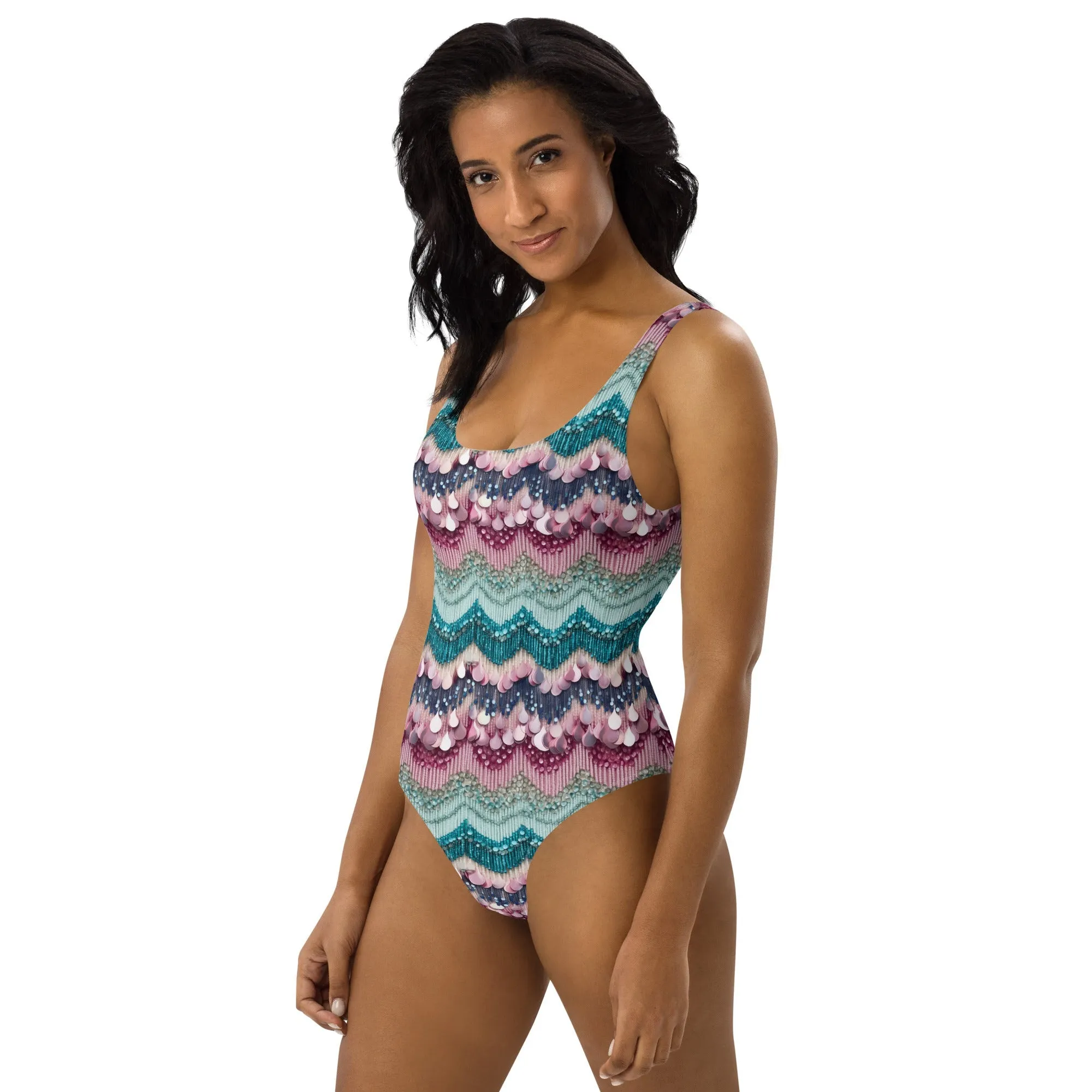 Lovers Era One-Piece Swimsuit or Bodysuit- Beads Printed on Fabric