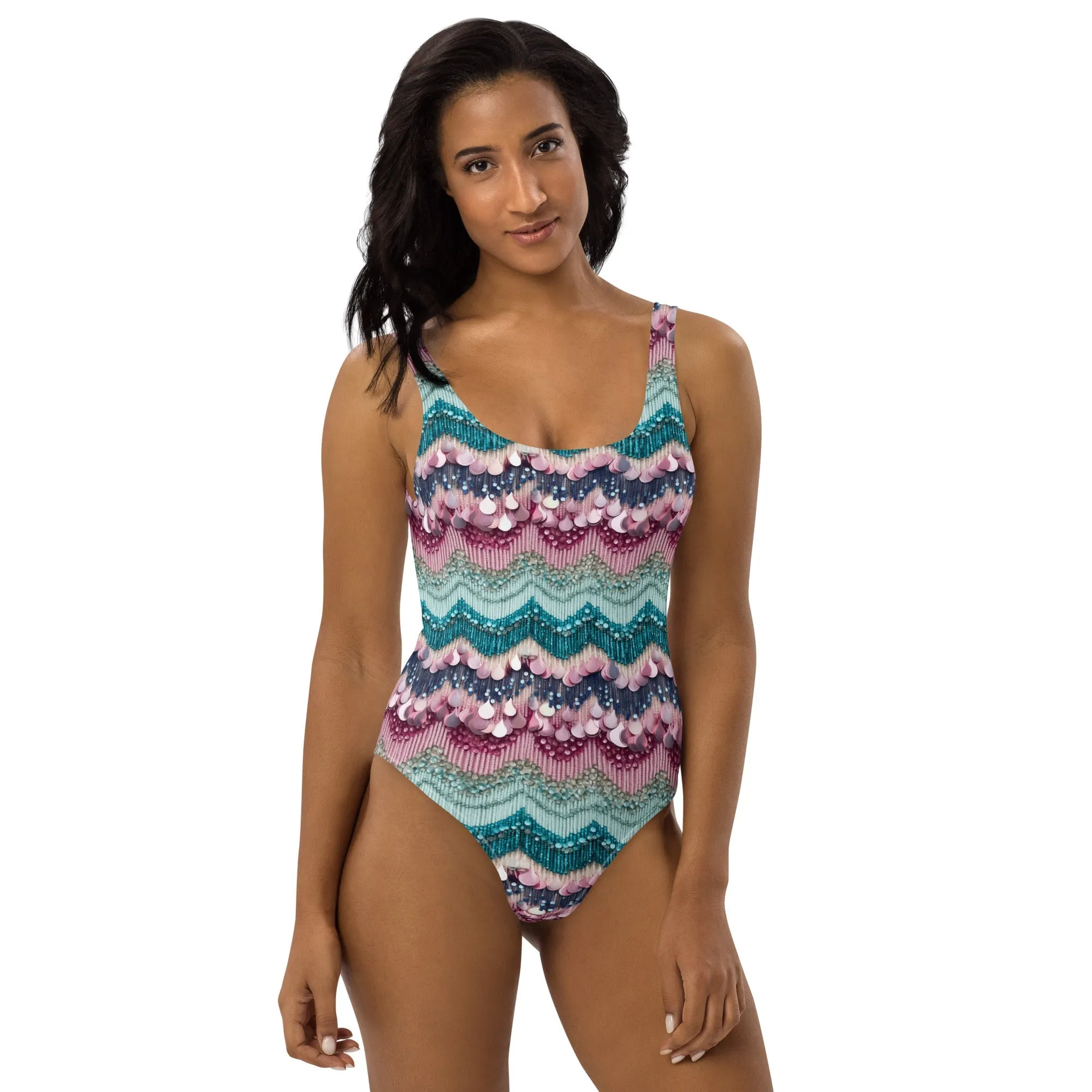 Lovers Era One-Piece Swimsuit or Bodysuit- Beads Printed on Fabric