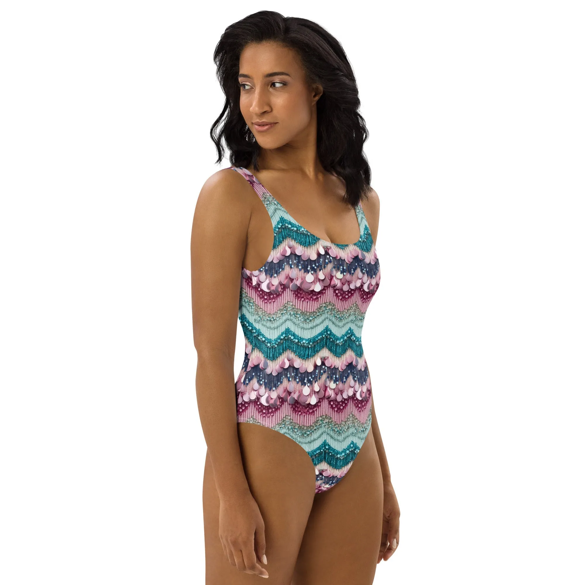 Lovers Era One-Piece Swimsuit or Bodysuit- Beads Printed on Fabric