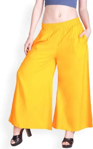 Lyra Yellow Rayon Palazzo Pants for Woman