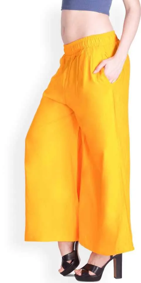 Lyra Yellow Rayon Palazzo Pants for Woman