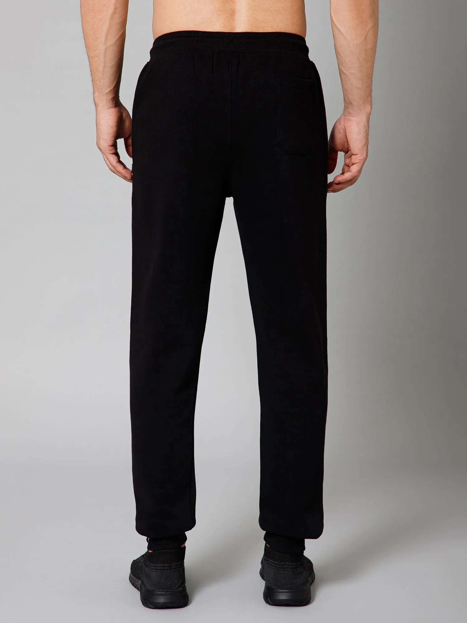 Men Black Solid Full Length Regular Fit  Winter Wear Track Pant For Men