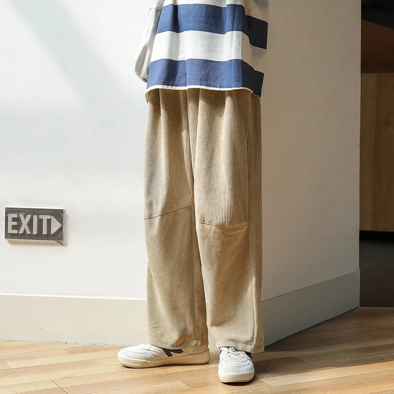 Men Corduroy Harajuku Wide Leg Pants 2023 Overalls Mens Japanese Streetwear Sweatpants Male Korean Casual Joggers Pants