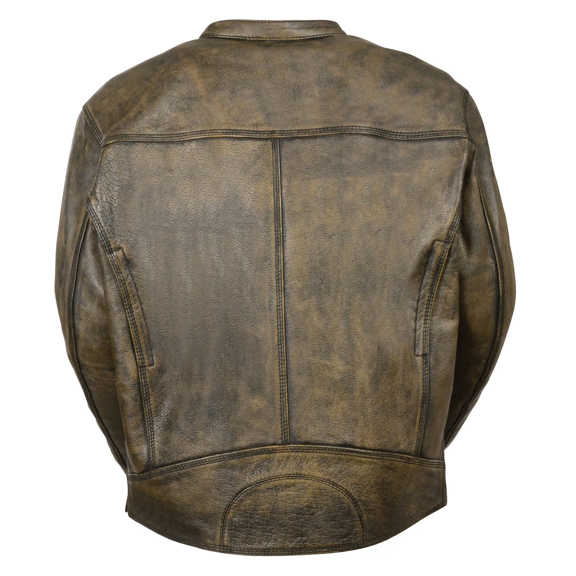 Men's Brown Distressed Scooter Jacket w/ Venting