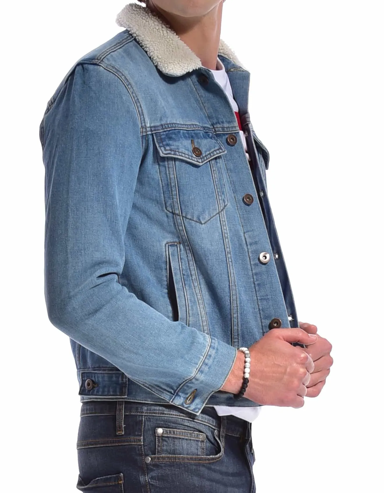 MEN'S DENIM TRUCKER SHERPA JACKET