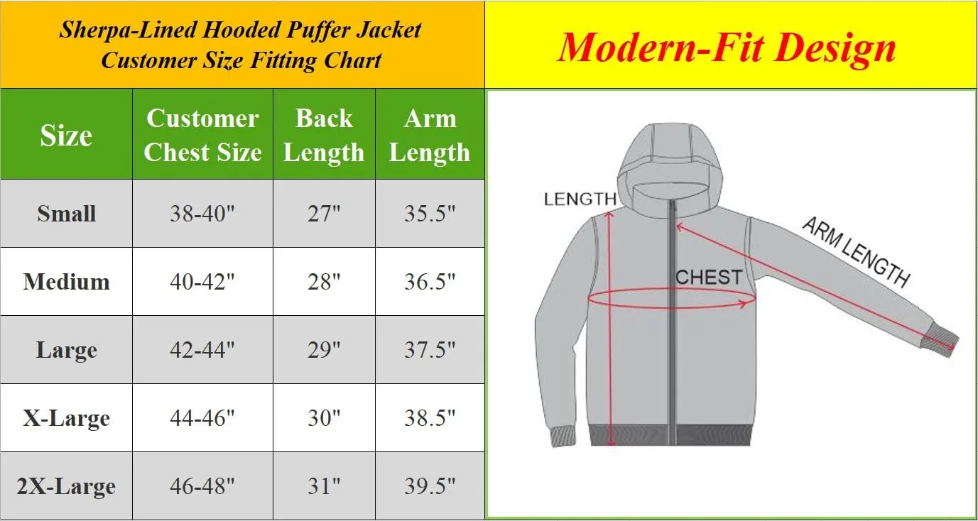 Men's Sherpa Lined Hooded Puffer Jacket