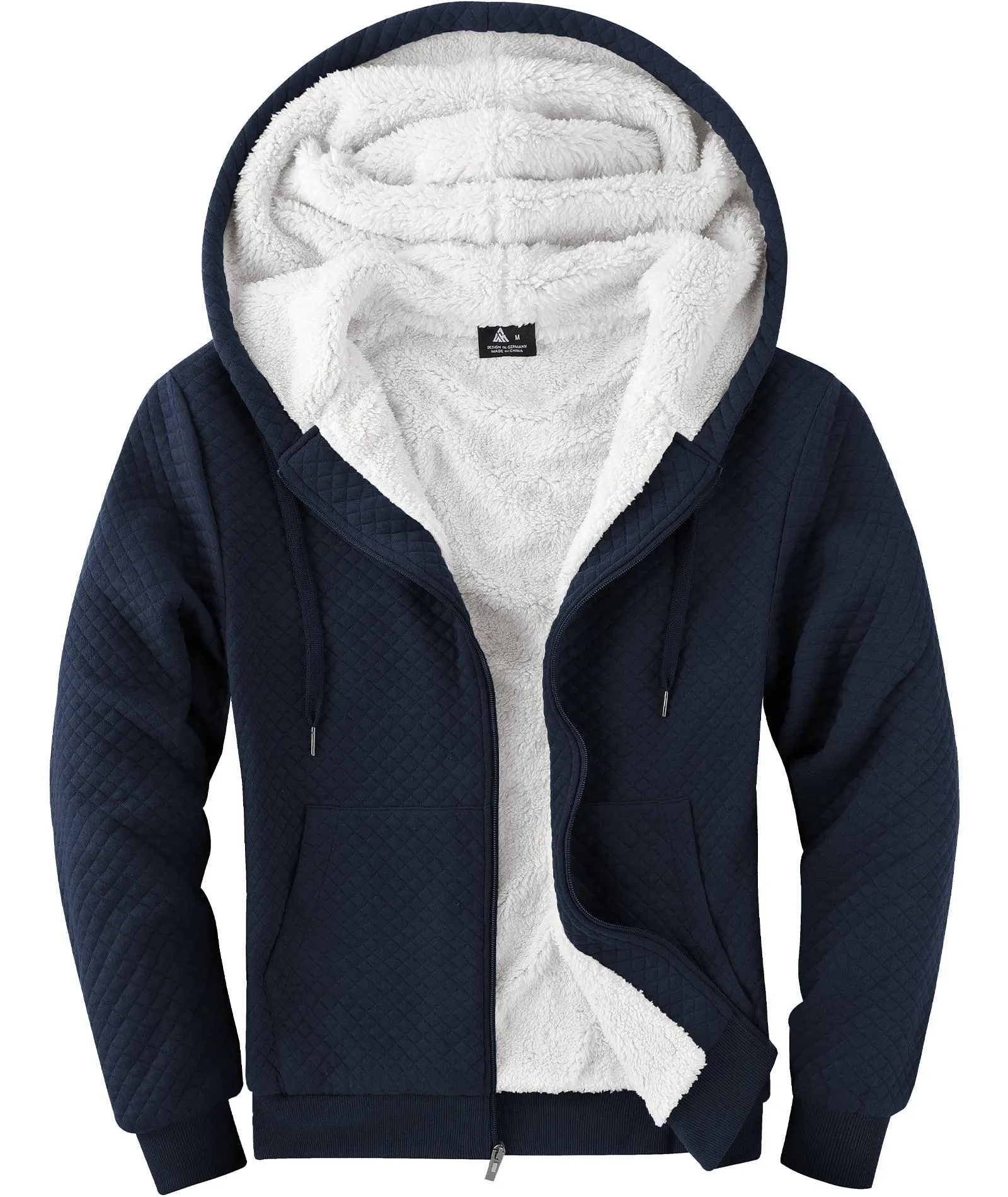 Men's Solid Color Full Zipper Fleece Hoodie-ZPK006395