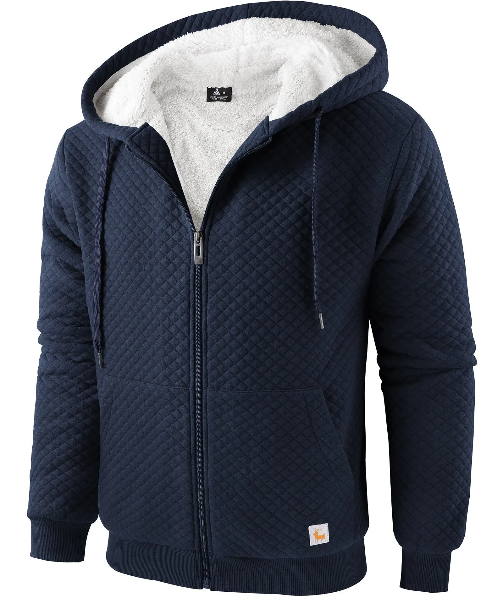 Men's Solid Color Full Zipper Fleece Hoodie-ZPK006395