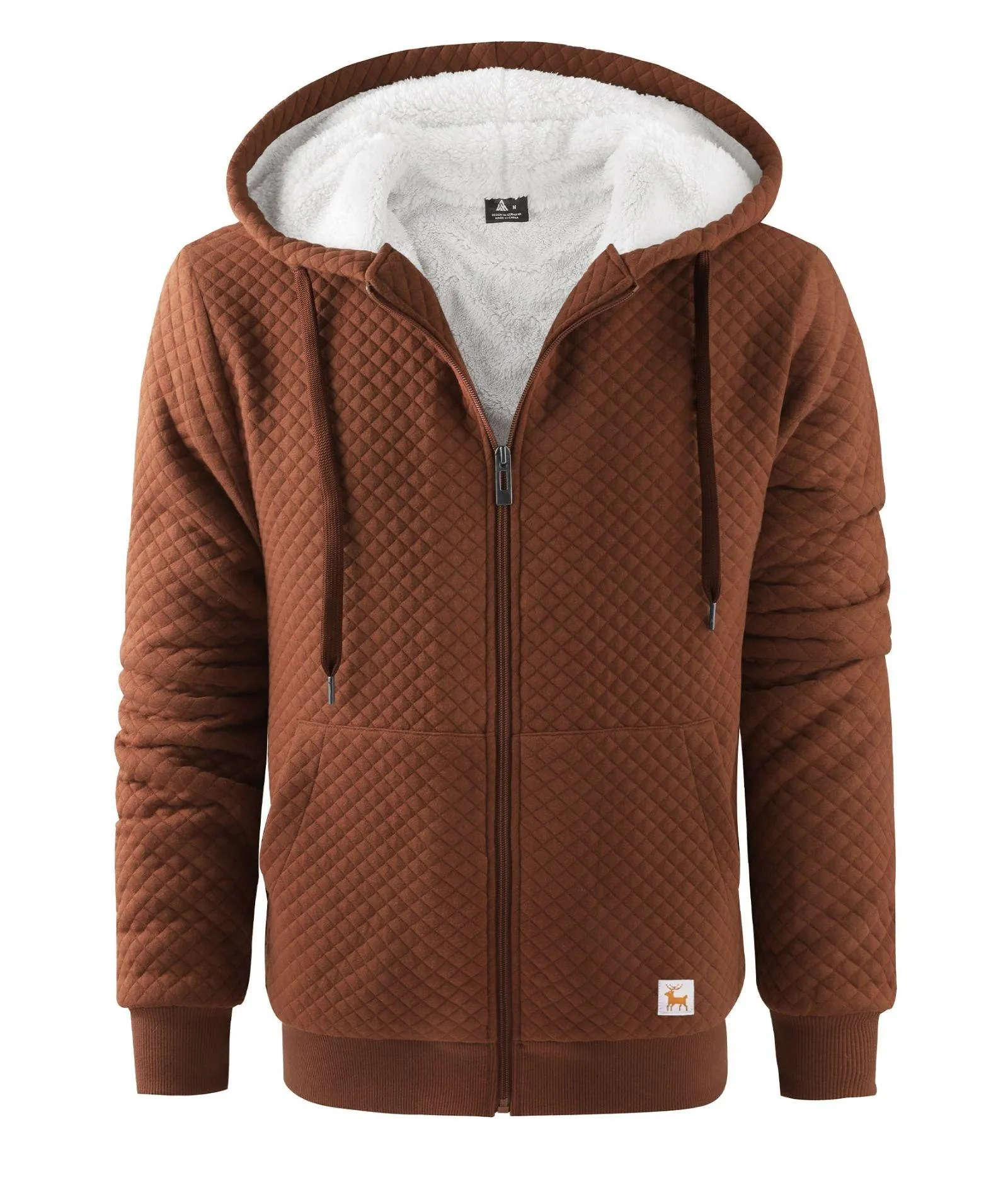 Men's Solid Color Full Zipper Fleece Hoodie-ZPK006395