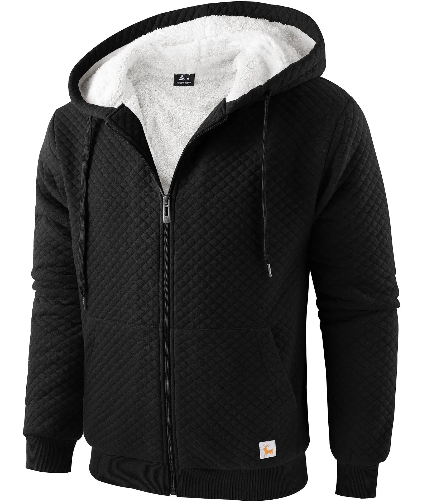 Men's Solid Color Full Zipper Fleece Hoodie-ZPK006395