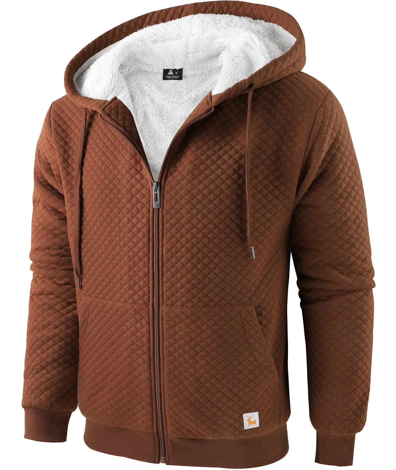 Men's Solid Color Full Zipper Fleece Hoodie-ZPK006395