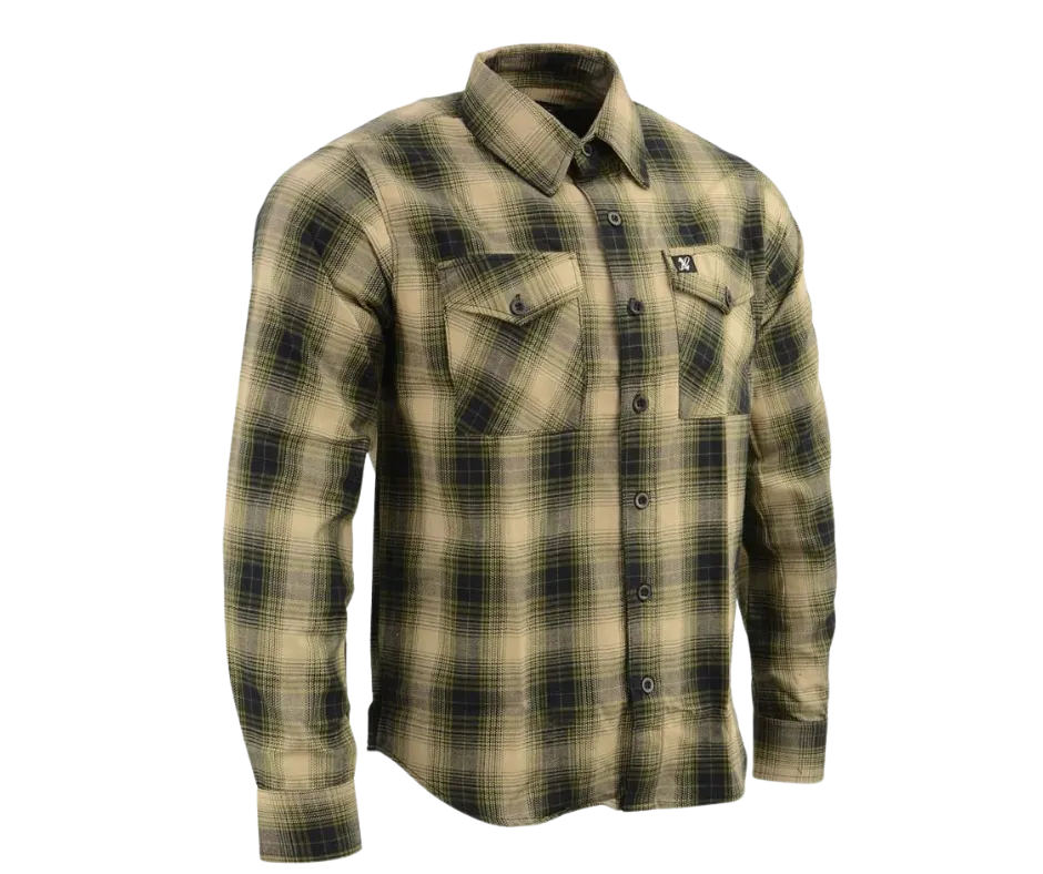 Milwaukee Plaid Beige/Black/Olive Flannel Shirt