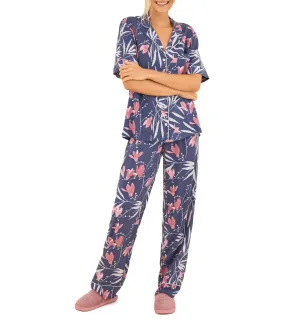 Moniquilla Flower Print Shirt Pajamas Blue