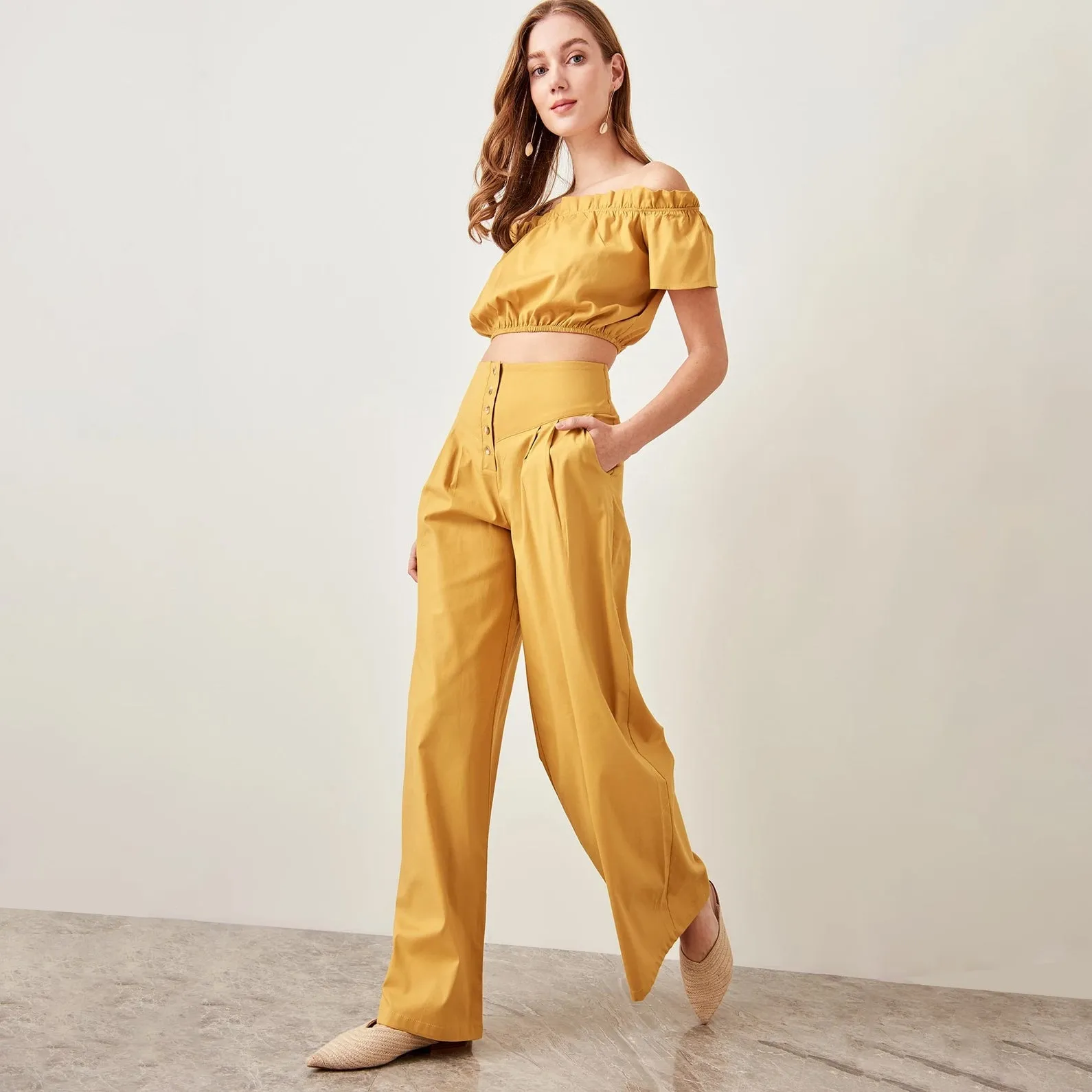 Mustard Button Pants