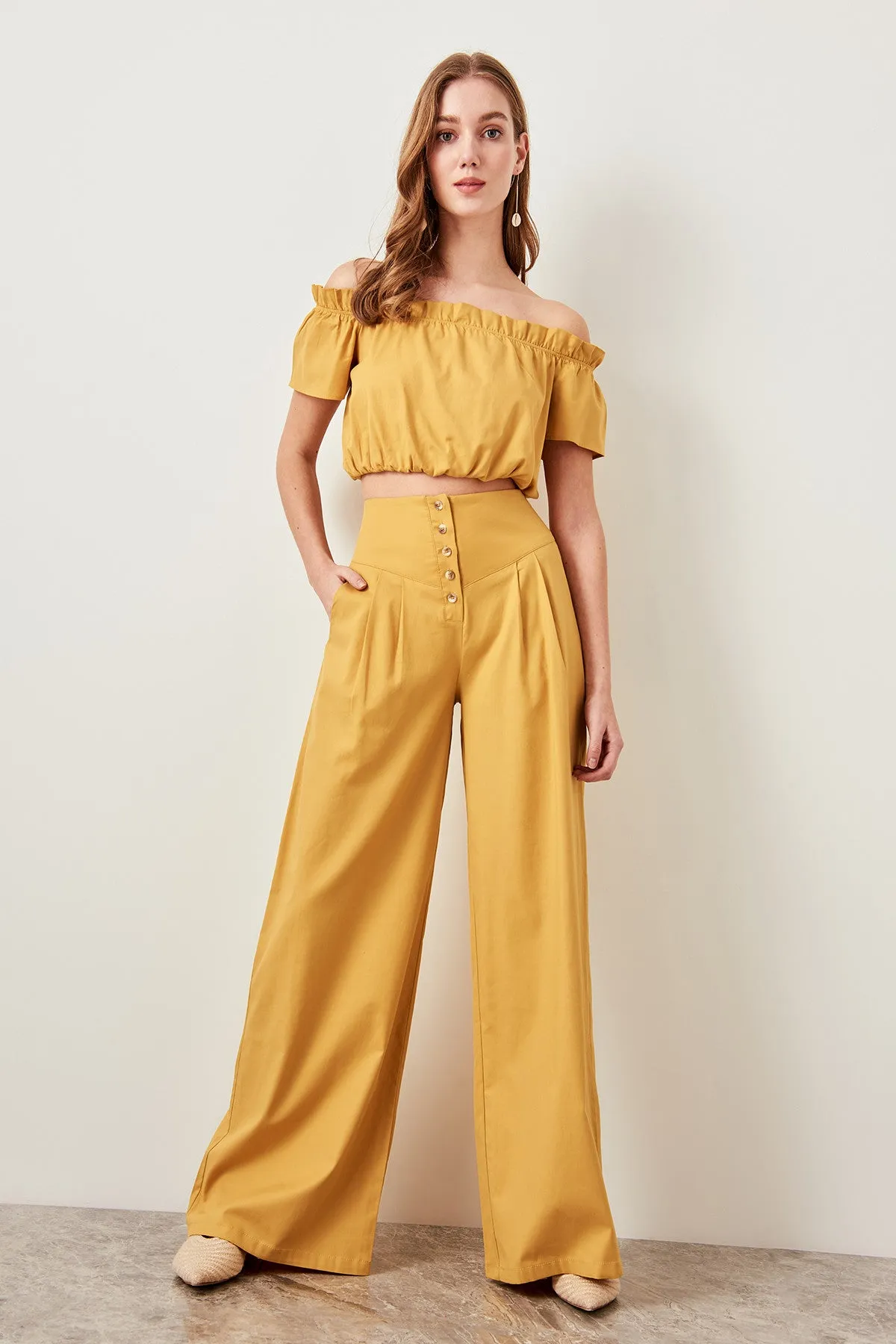 Mustard Button Pants