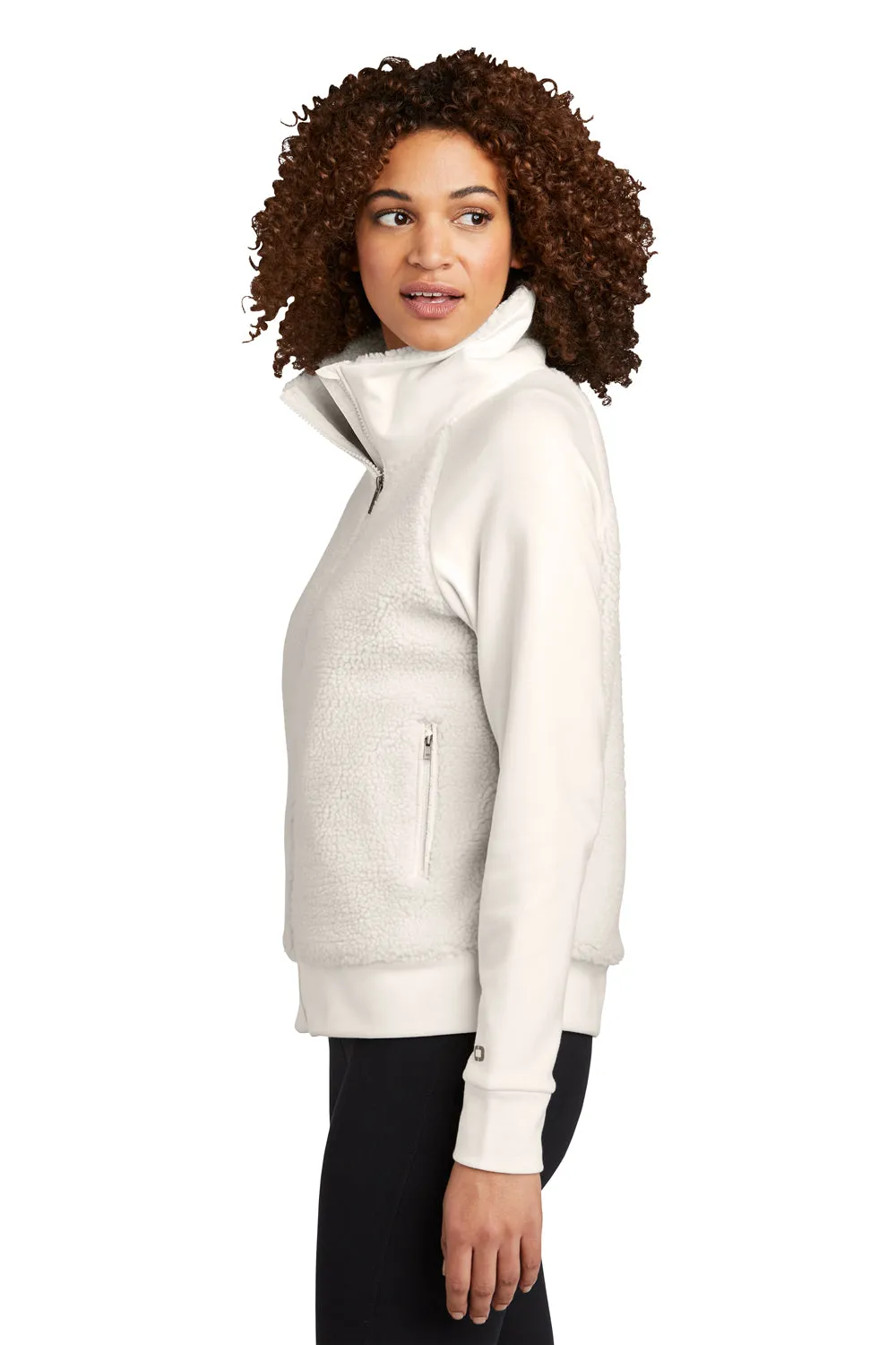 Ogio Womens Luuma Sherpa Fleece Full Zip Jacket - Ivory Snow