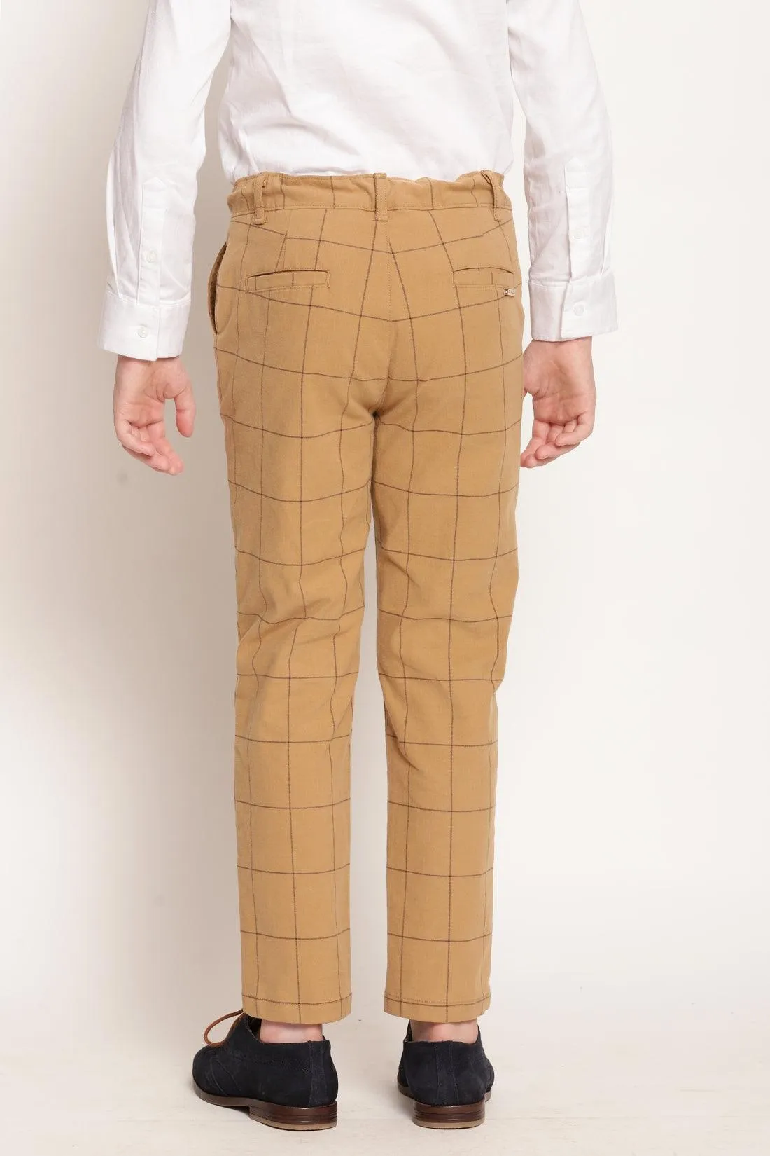 One Friday Beige Checks Trouser