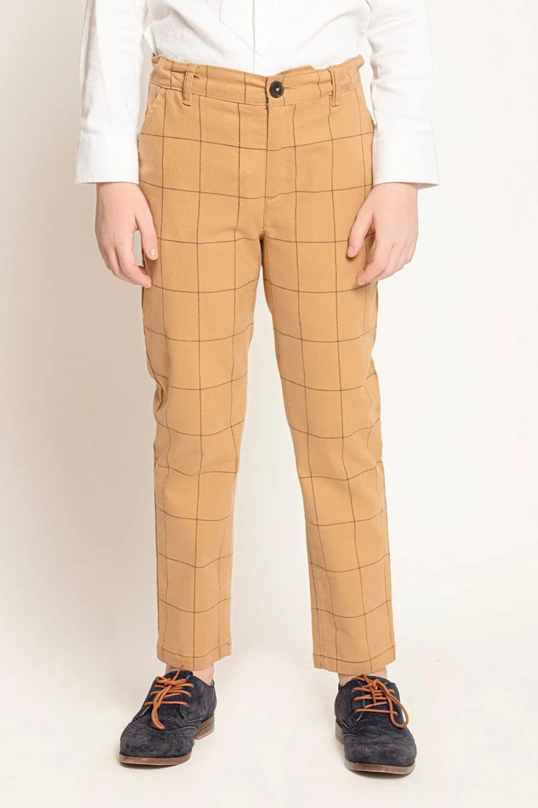 One Friday Beige Checks Trouser