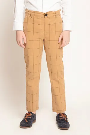 One Friday Beige Checks Trouser