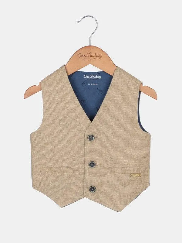 One Friday Beige Waistcoat With Shirt