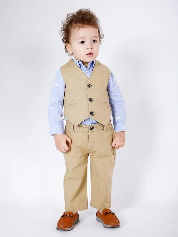 One Friday Beige Waistcoat With Shirt