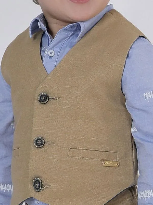 One Friday Beige Waistcoat With Shirt