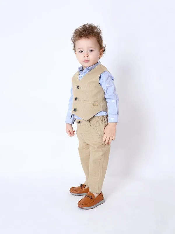 One Friday Beige Waistcoat With Shirt