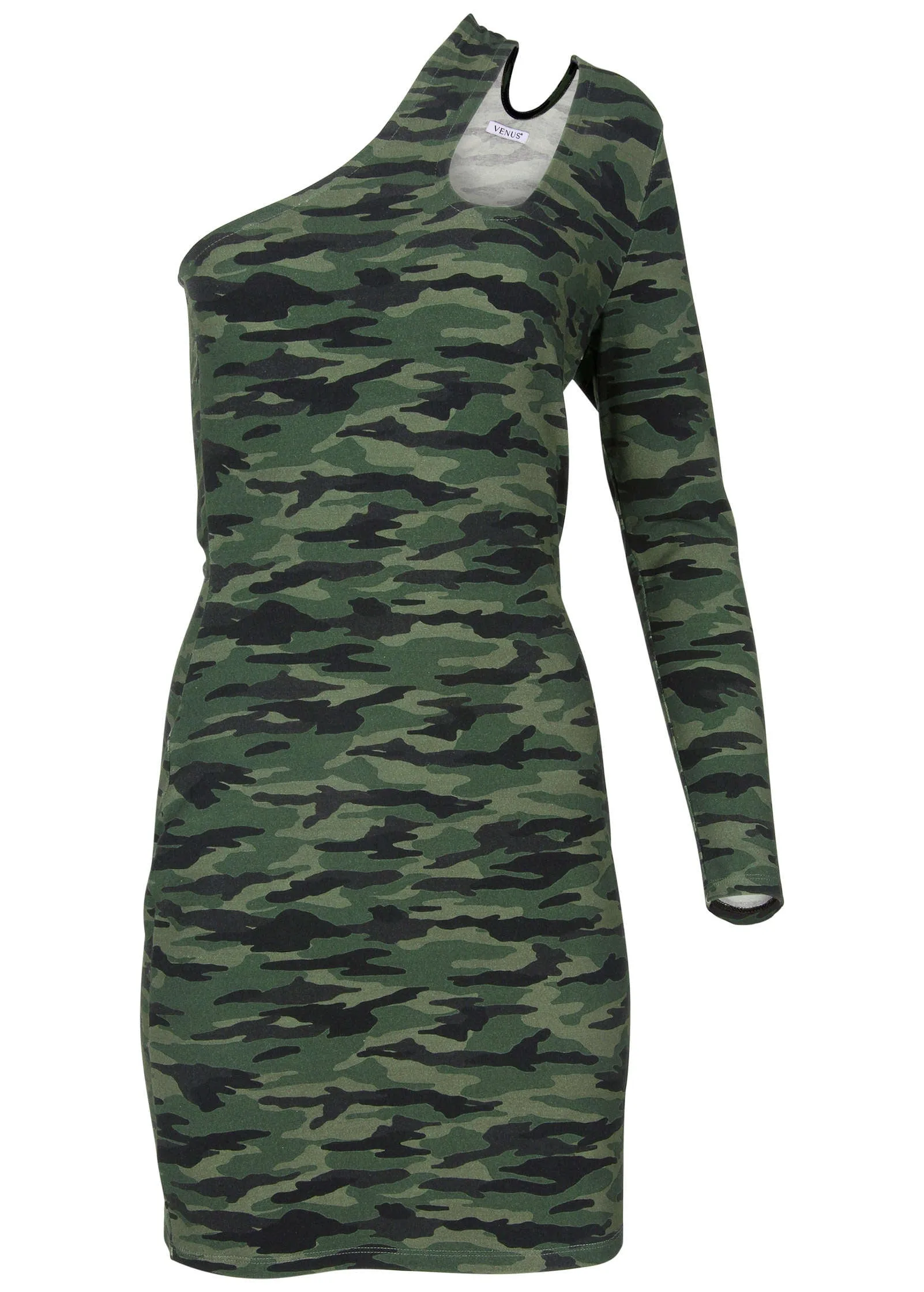 One-Shoulder Cutout Mini Dress - Rebel Camo