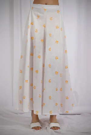 Orange and White Cotton Kalidar Pants