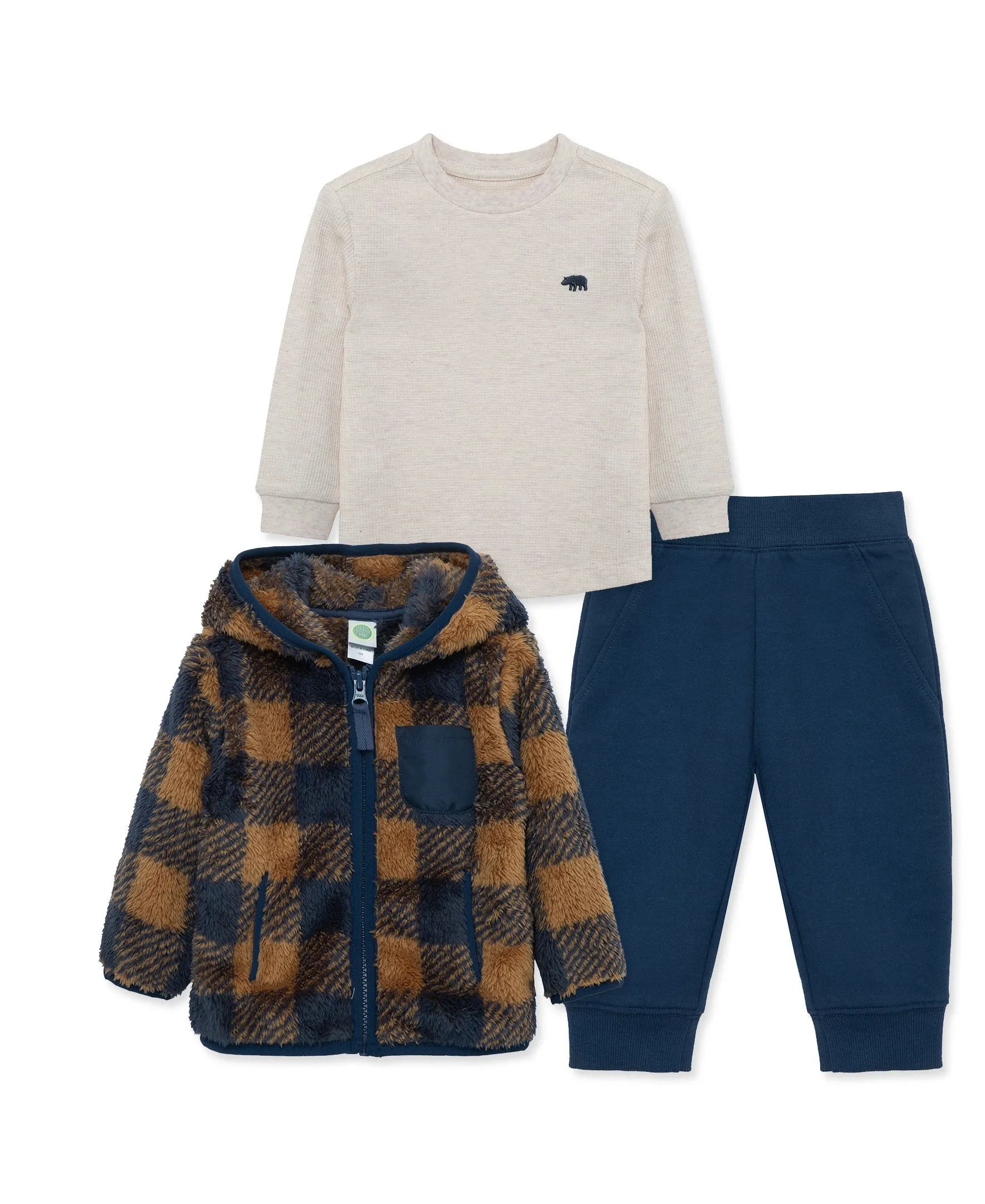 Plaid Sherpa Jacket Set (2T-4T)