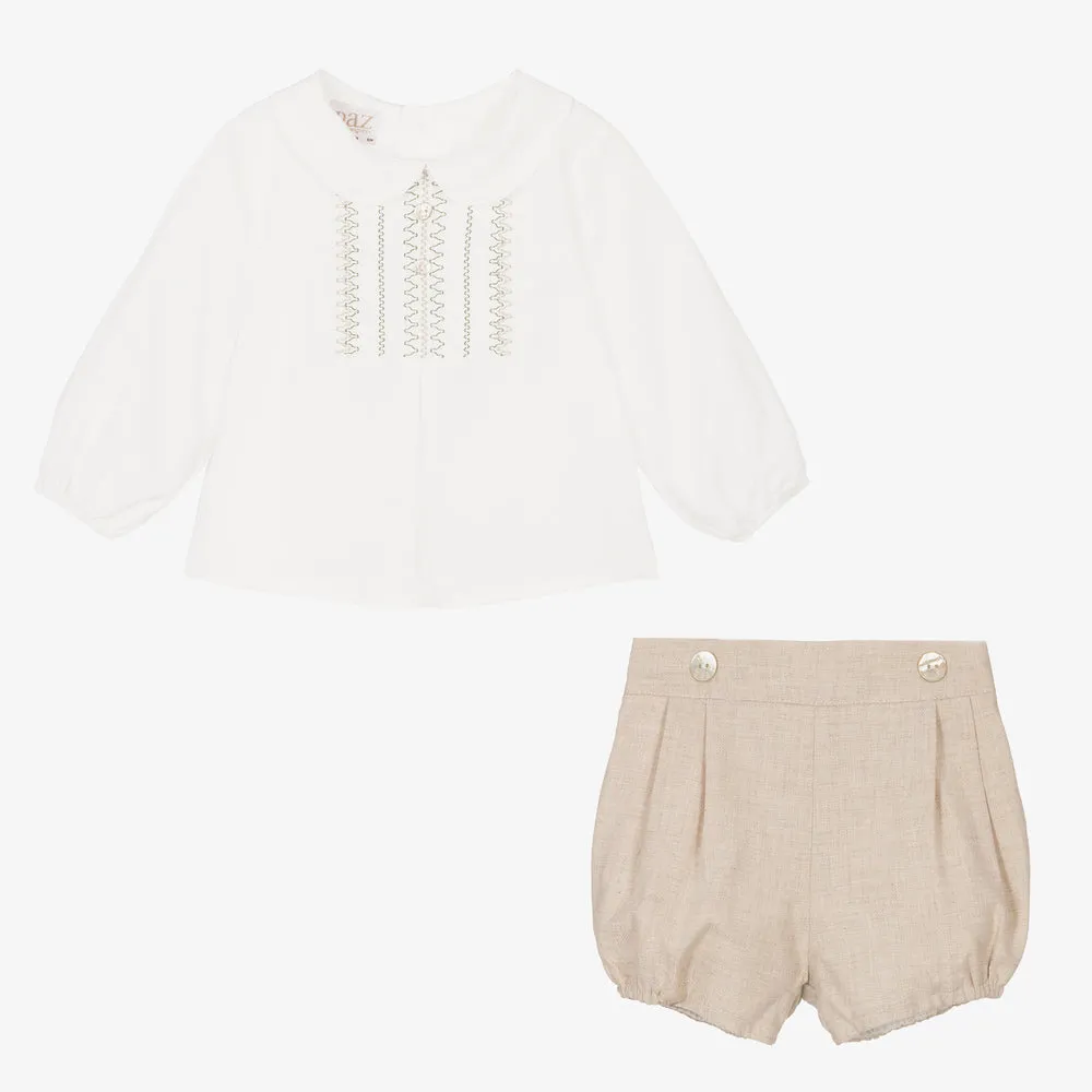 PR Arrulo Ivory/Beige Bloomer Outfit