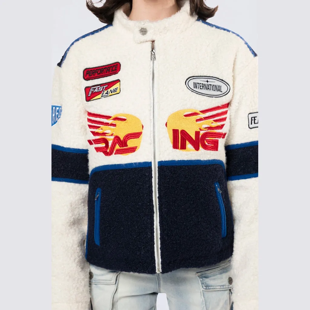 Racing Full Zip Sherpa Jacket - Off White