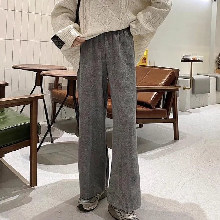 Retro Corduroy Oversize Elastic Waist Flared Pants