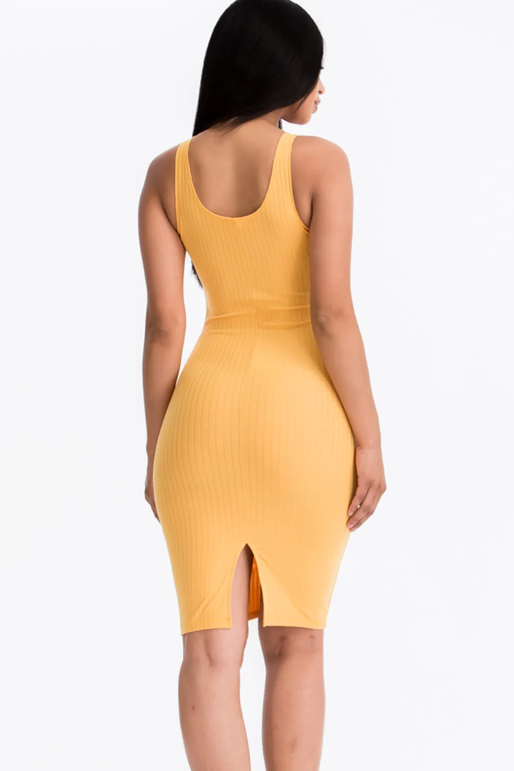 Ribbed Back Slit Bodycon Dress (CAPELLA)