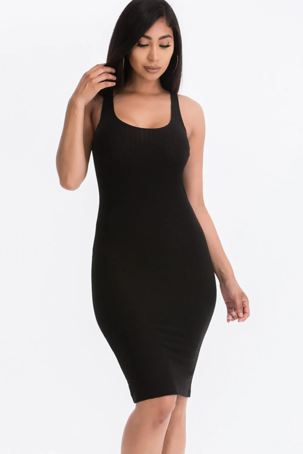 Ribbed Back Slit Bodycon Dress (CAPELLA)