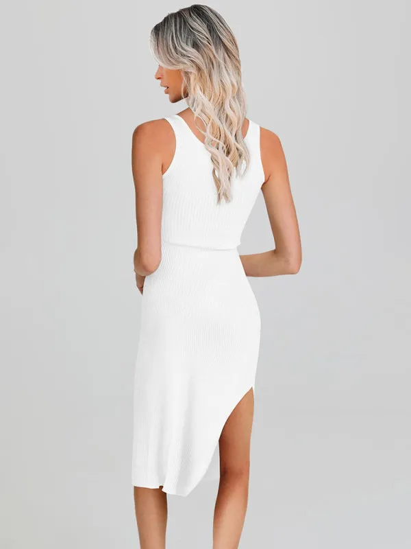 Ribbed Reversible Sleeveless Bodycon Midi Dress