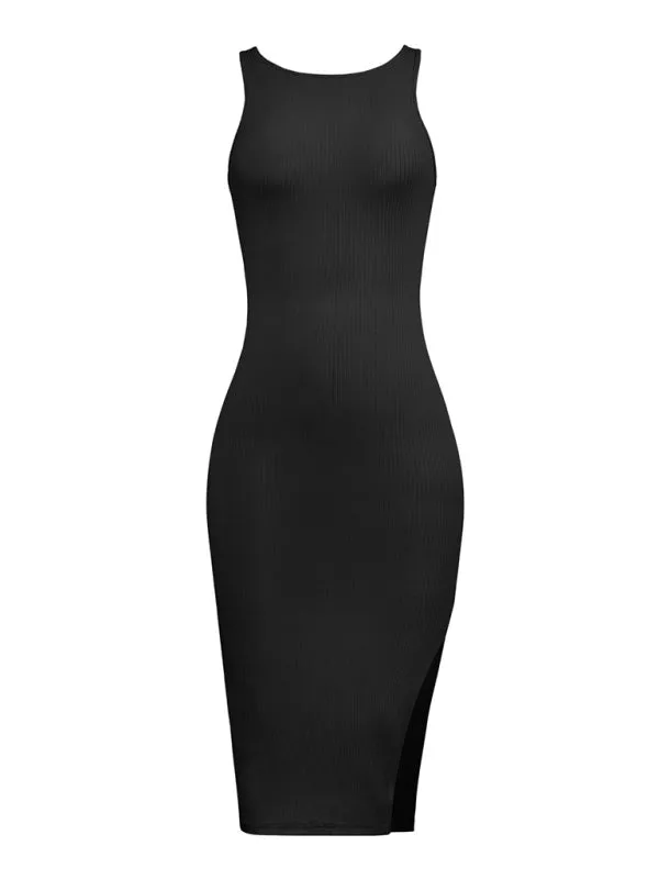 Ribbed Reversible Sleeveless Bodycon Midi Dress