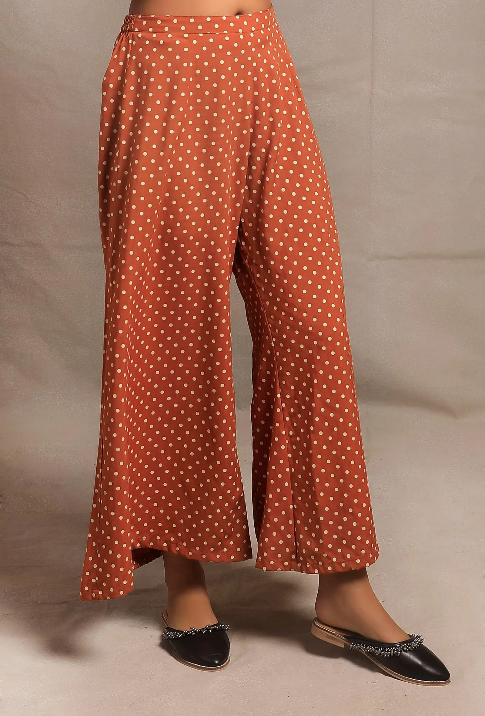 Rust Orange Hand Block Printed Palazzo Pants