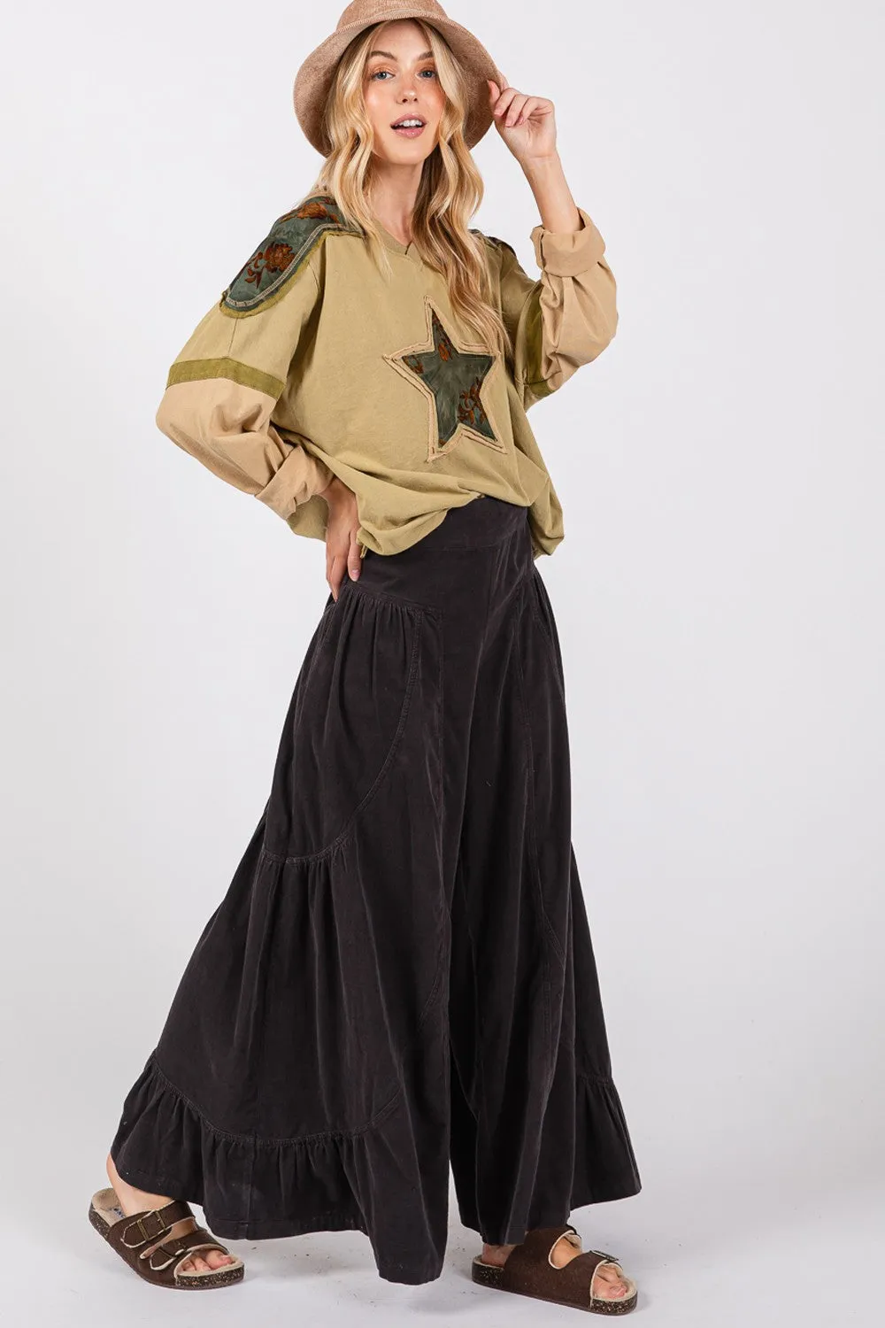 SAGE   FIG High Rise Corduroy Wide Leg Pants