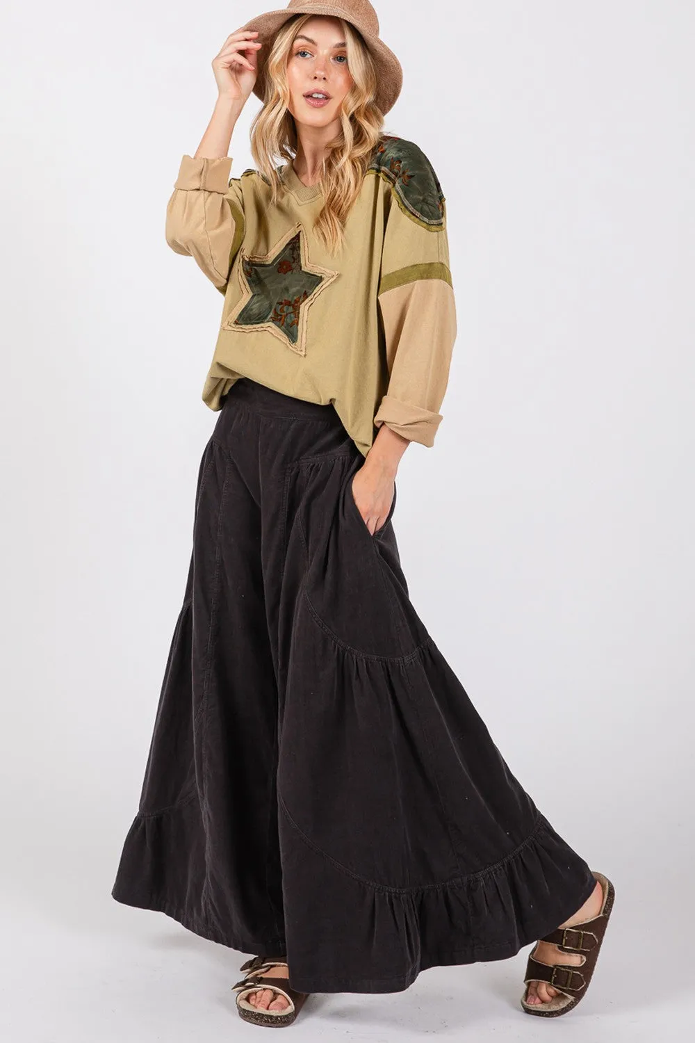 SAGE   FIG High Rise Corduroy Wide Leg Pants