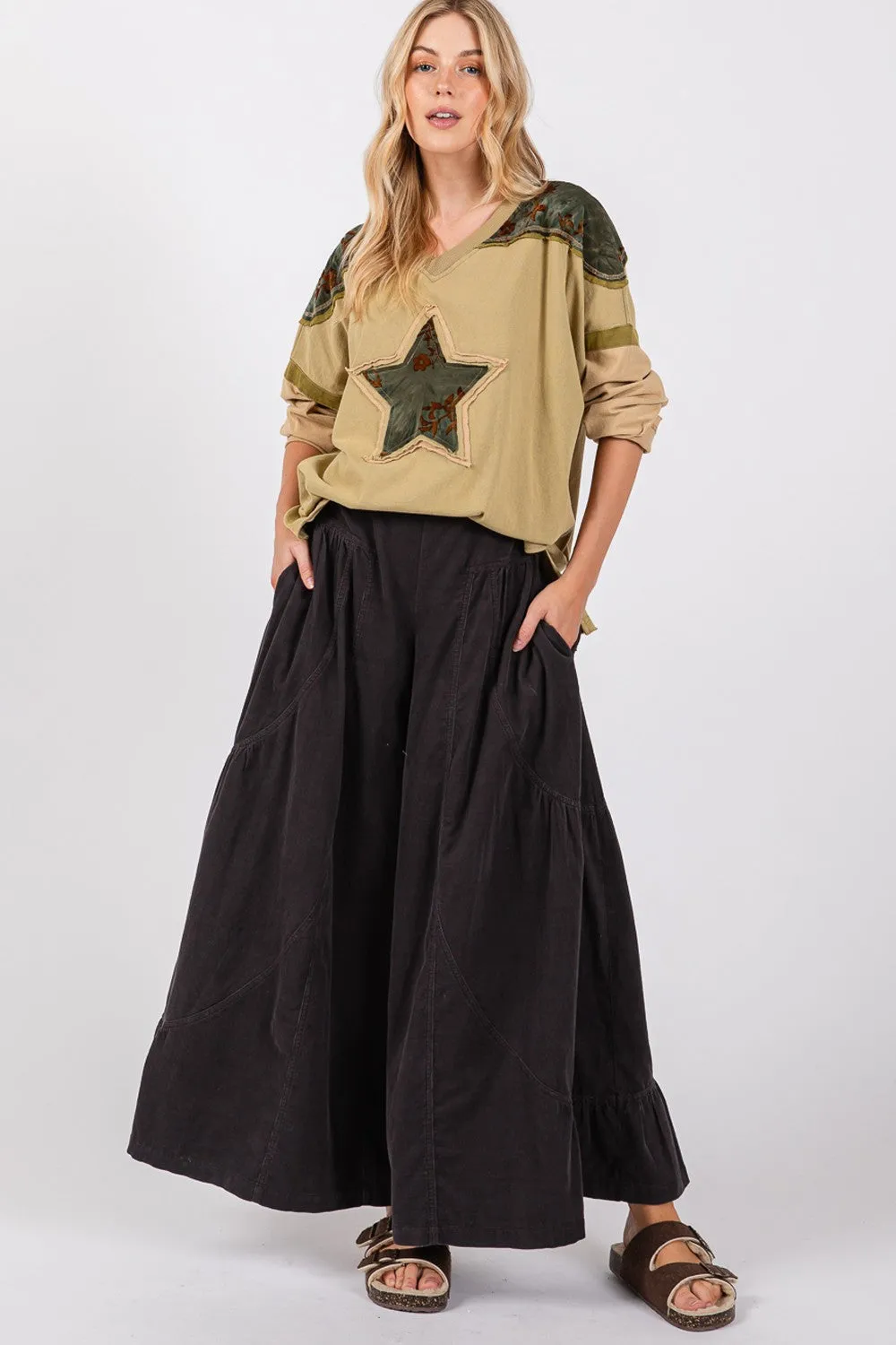 SAGE   FIG High Rise Corduroy Wide Leg Pants