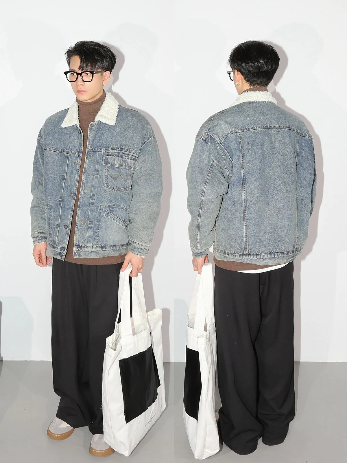 Sherpa Collared Denim Jacket