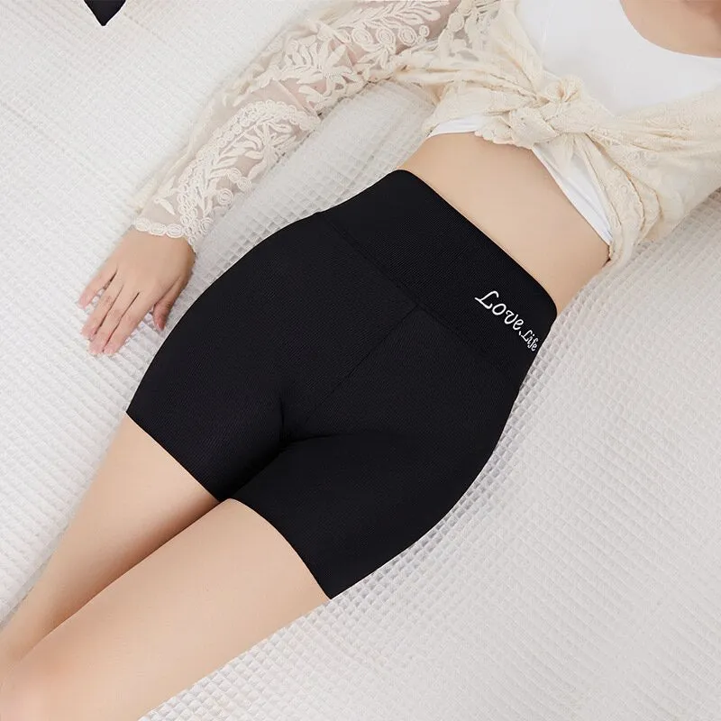 Solid color high waist seamless bottoming shorts