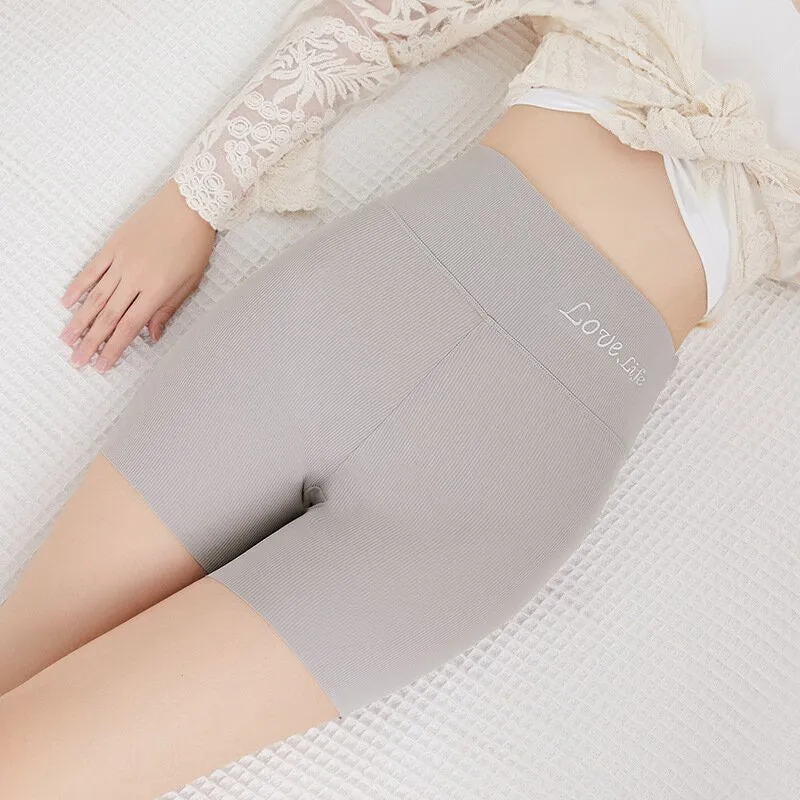 Solid color high waist seamless bottoming shorts