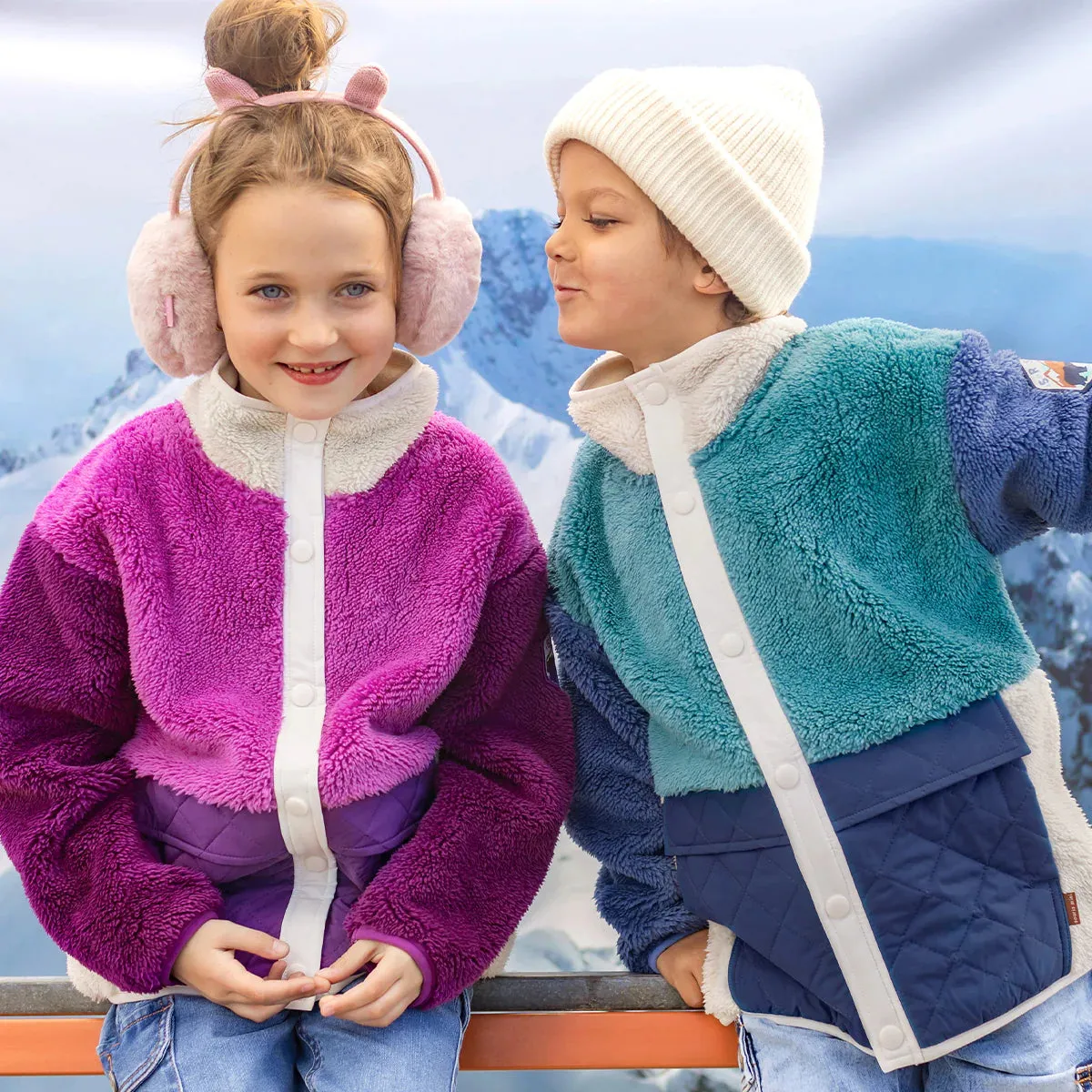 The Sherpa High Neck Jacket - Purple   Pink - KIDS