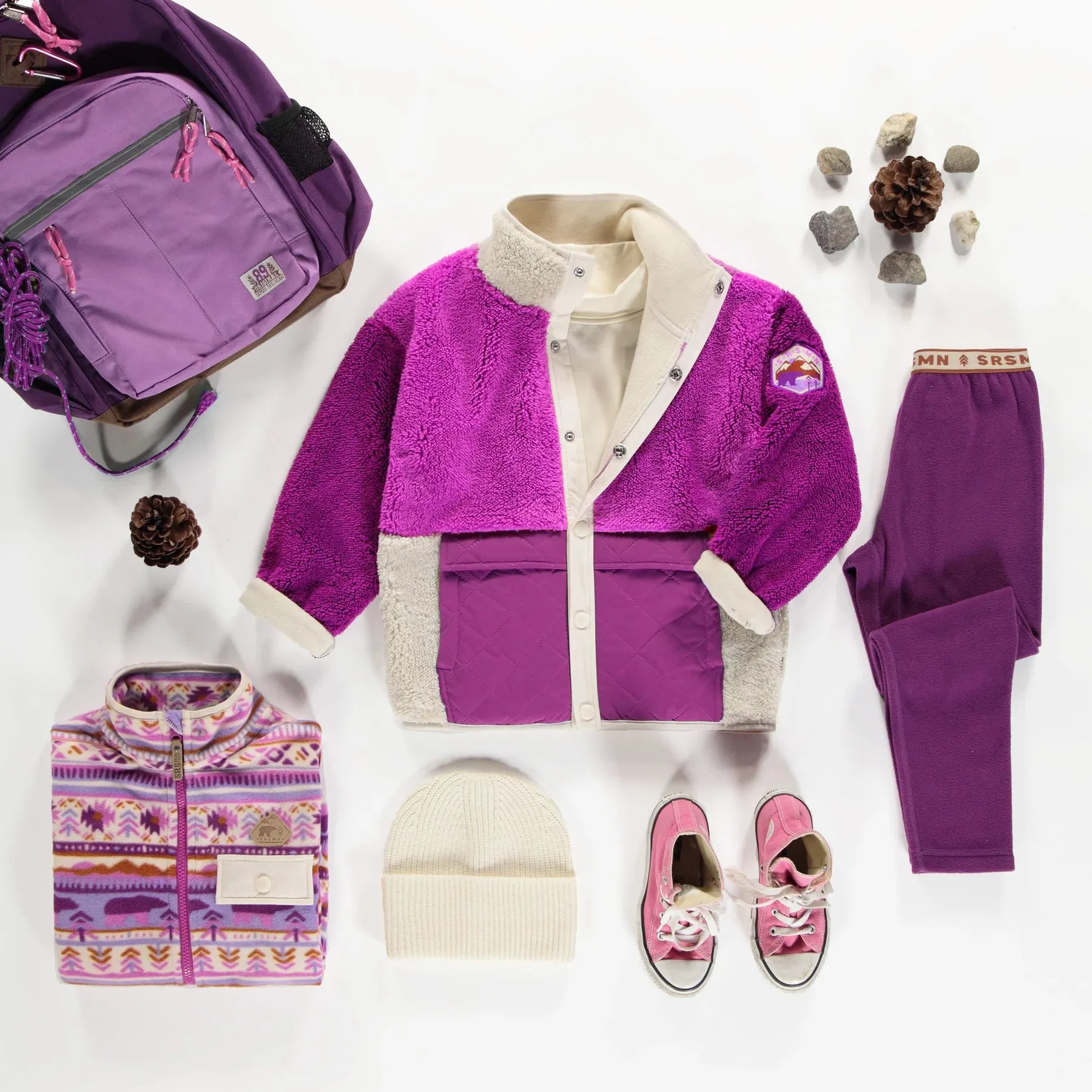 The Sherpa High Neck Jacket - Purple   Pink - KIDS