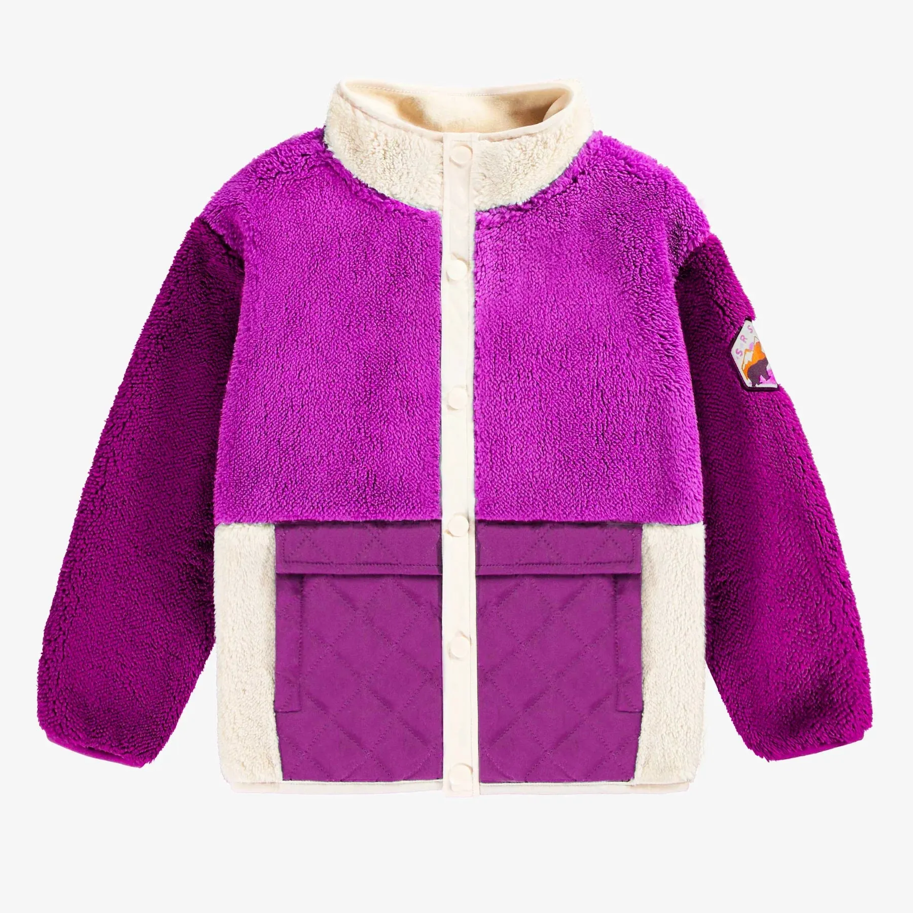 The Sherpa High Neck Jacket - Purple   Pink - KIDS